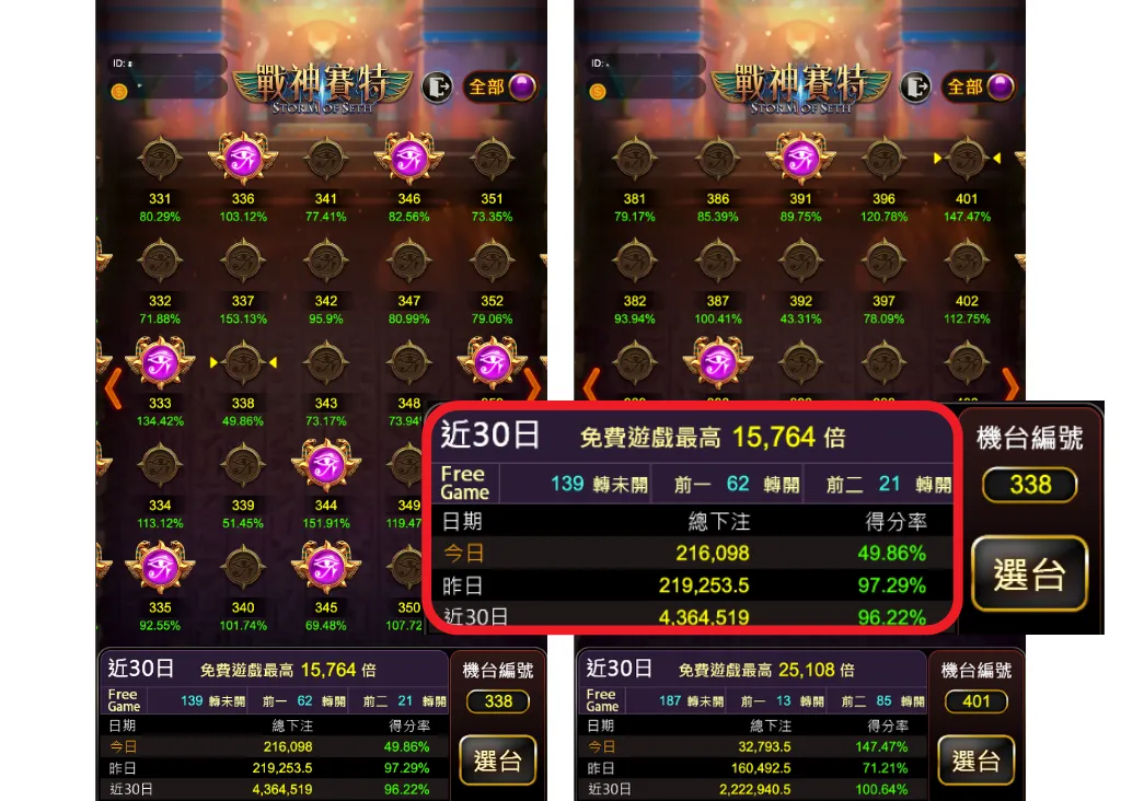 挑選高得分率且未開次數高的機台